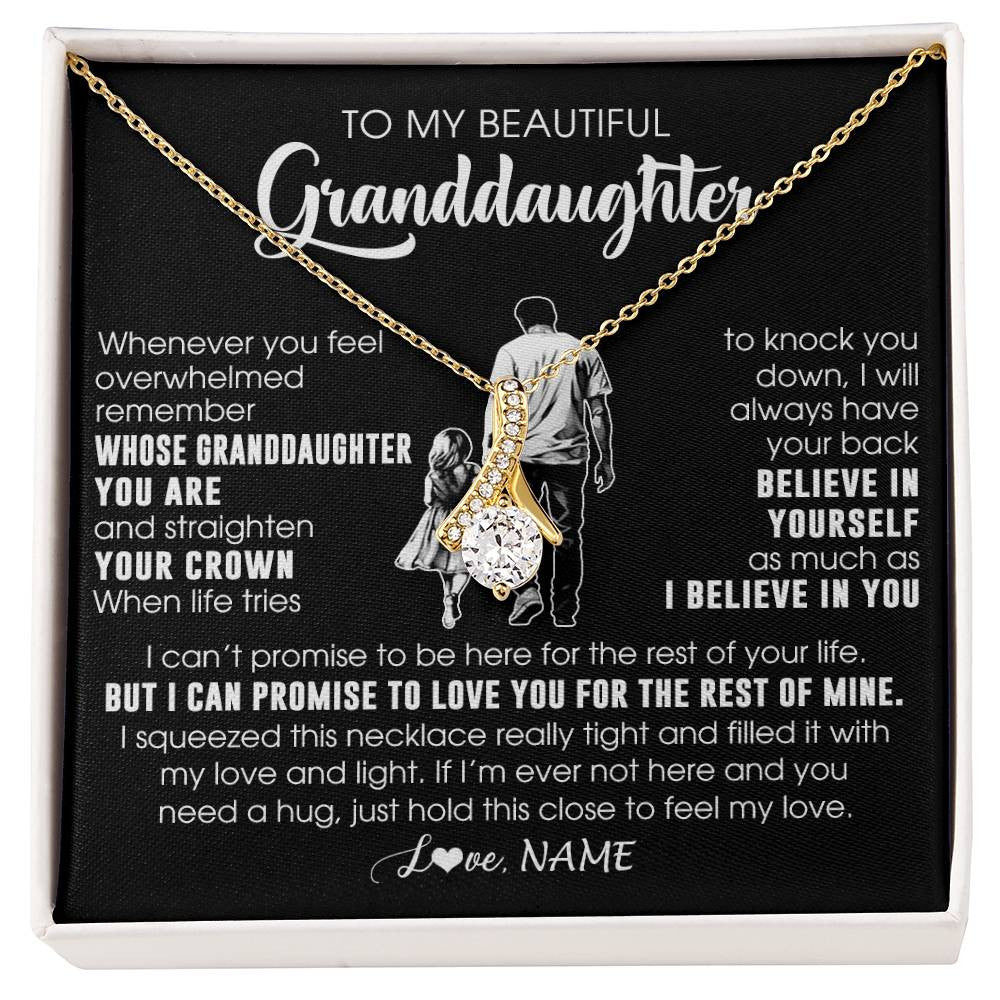 Alluring Beauty Necklace 18K Yellow Gold Finish | 1 | Personalized To My Beautiful Granddaughter Necklace From Grandpa Believe In Yourself Granddaughter Birthday Gifts Jewelry Christmas Customized Message Card | siriusteestore
