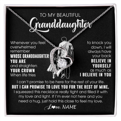 Forever Love Necklace 14K White Gold Finish | 1 | Personalized To My Beautiful Granddaughter Necklace From Grandpa Believe In Yourself Granddaughter Birthday Gifts Jewelry Christmas Customized Message Card | siriusteestore