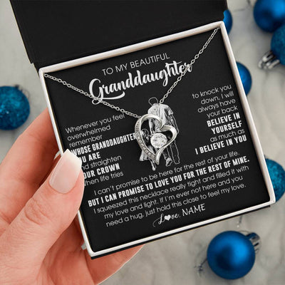 Forever Love Necklace 14K White Gold Finish | 2 | Personalized To My Beautiful Granddaughter Necklace From Grandpa Believe In Yourself Granddaughter Birthday Gifts Jewelry Christmas Customized Message Card | siriusteestore
