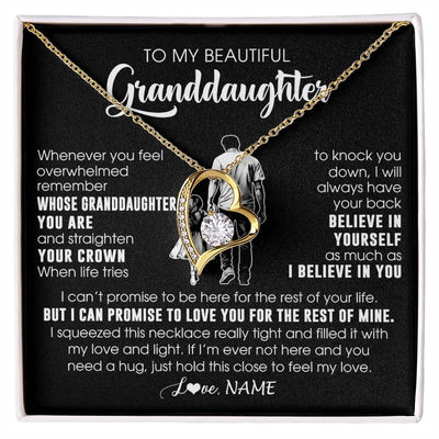 Forever Love Necklace 18K Yellow Gold Finish | 1 | Personalized To My Beautiful Granddaughter Necklace From Grandpa Believe In Yourself Granddaughter Birthday Gifts Jewelry Christmas Customized Message Card | siriusteestore