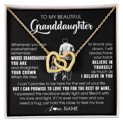 Interlocking Hearts Necklace 18K Yellow Gold Finish | 1 | Personalized To My Beautiful Granddaughter Necklace From Grandpa Believe In Yourself Granddaughter Birthday Gifts Jewelry Christmas Customized Message Card | siriusteestore