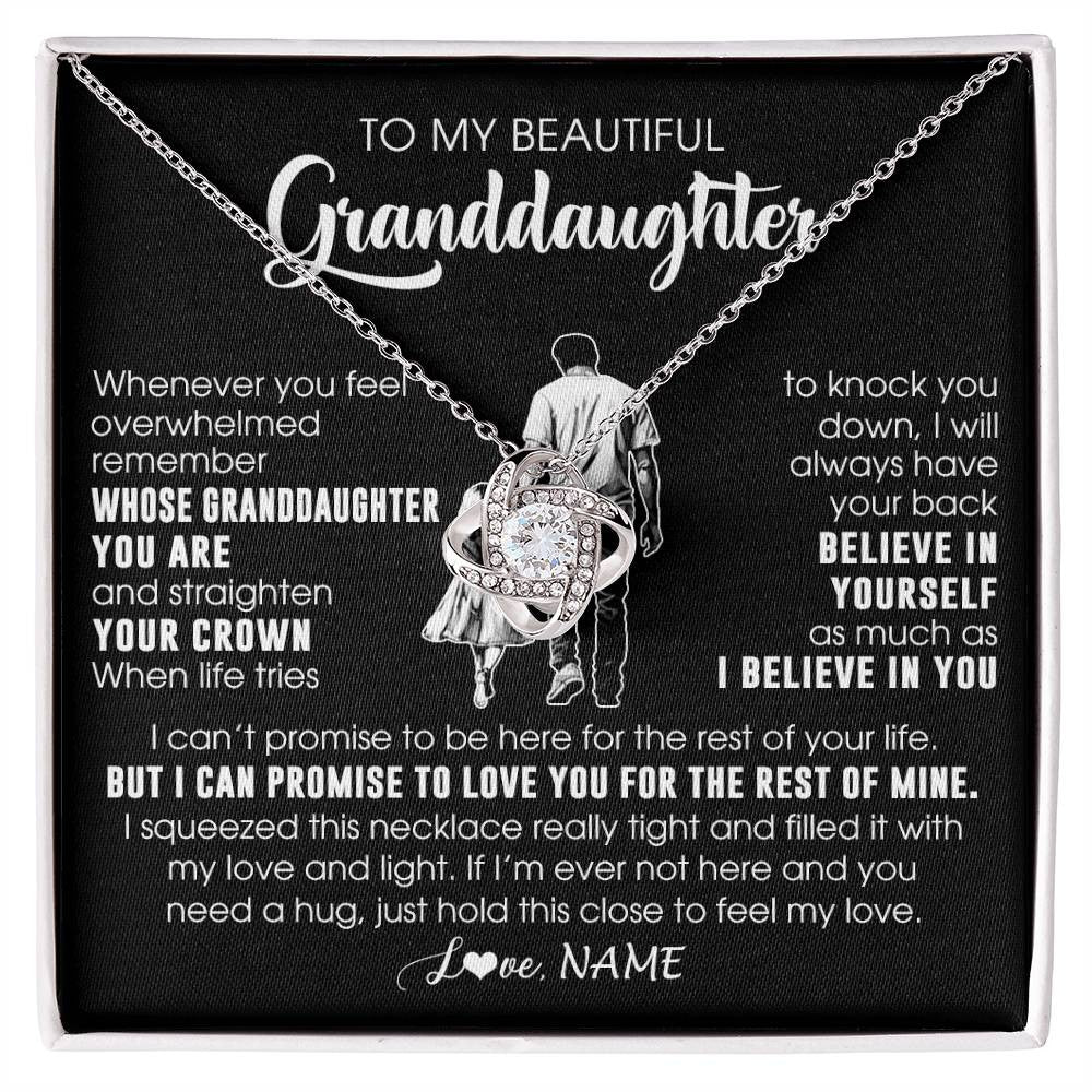 Love Knot Necklace 14K White Gold Finish | 1 | Personalized To My Beautiful Granddaughter Necklace From Grandpa Believe In Yourself Granddaughter Birthday Gifts Jewelry Christmas Customized Message Card | siriusteestore