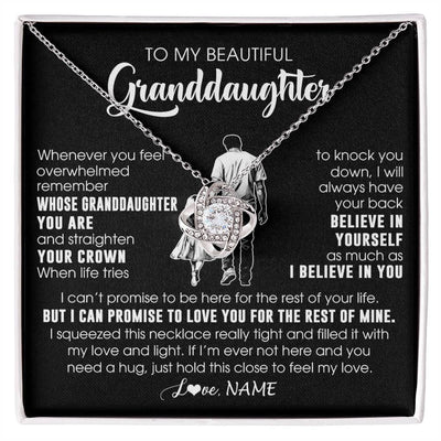 Love Knot Necklace 14K White Gold Finish | 1 | Personalized To My Beautiful Granddaughter Necklace From Grandpa Believe In Yourself Granddaughter Birthday Gifts Jewelry Christmas Customized Message Card | siriusteestore