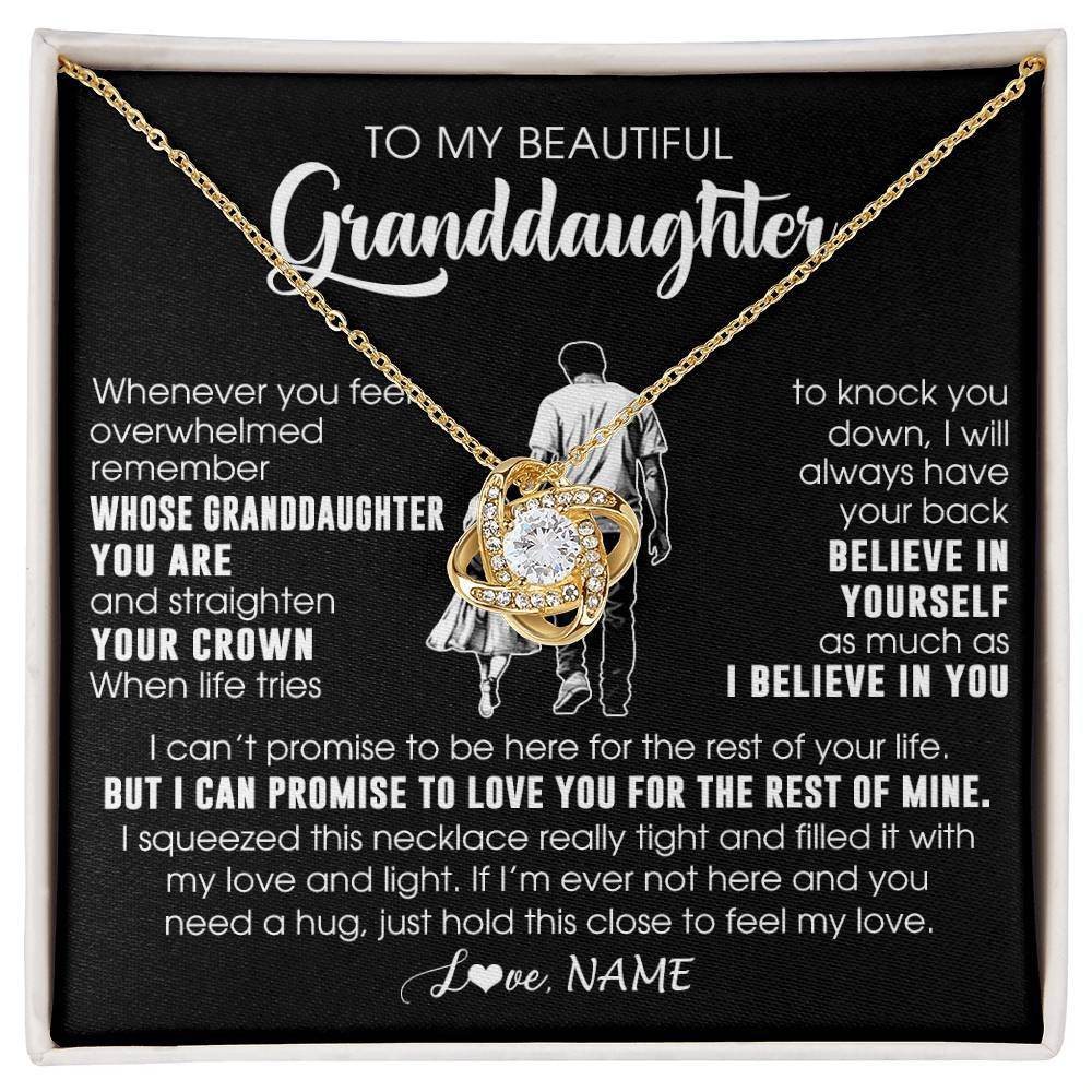 Love Knot Necklace 18K Yellow Gold Finish | 1 | Personalized To My Beautiful Granddaughter Necklace From Grandpa Believe In Yourself Granddaughter Birthday Gifts Jewelry Christmas Customized Message Card | siriusteestore