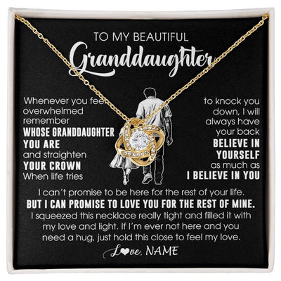 Love Knot Necklace 18K Yellow Gold Finish | 1 | Personalized To My Beautiful Granddaughter Necklace From Grandpa Believe In Yourself Granddaughter Birthday Gifts Jewelry Christmas Customized Message Card | siriusteestore