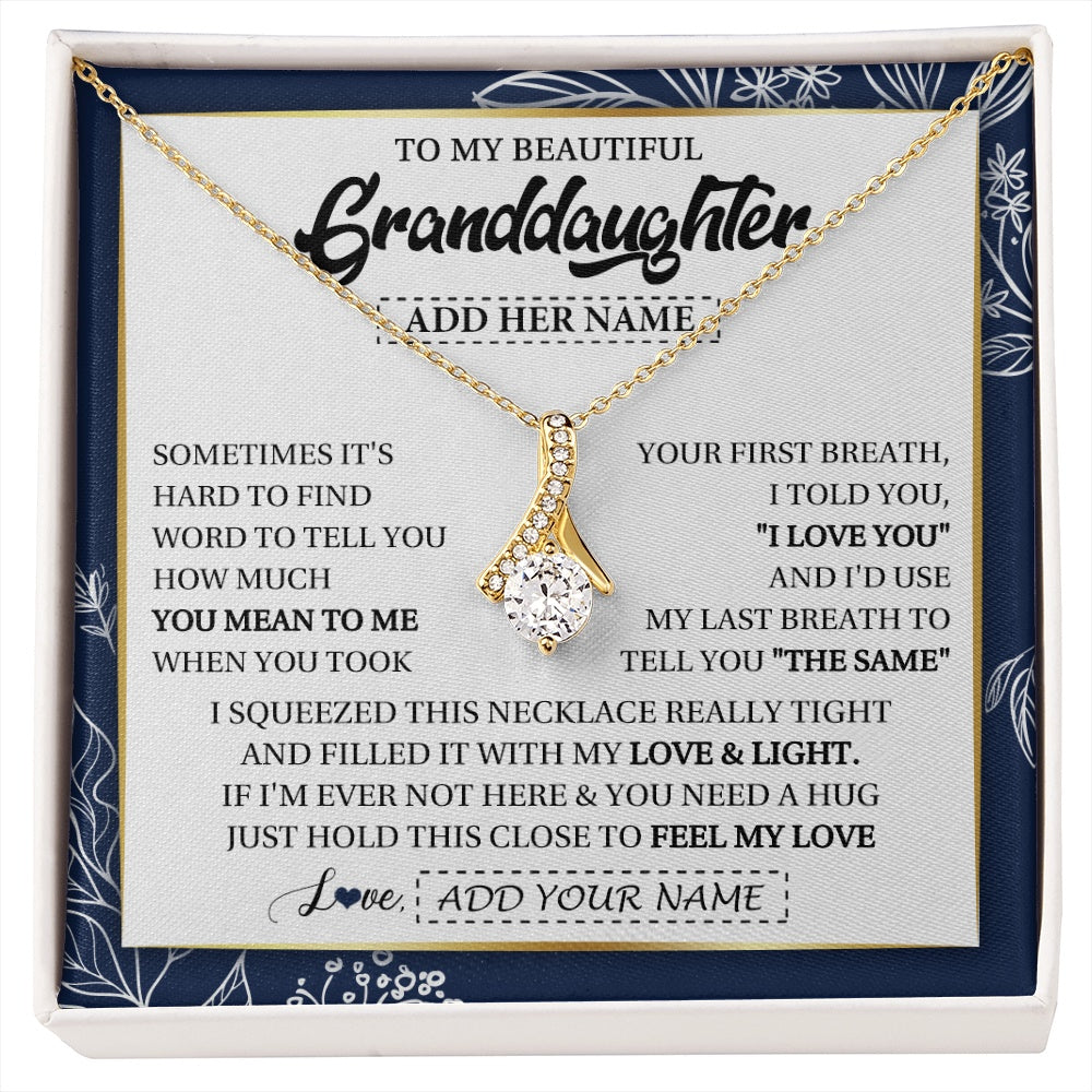 Alluring Beauty Necklace 18K Yellow Gold Finish | 1 | Personalized To My Beautiful Granddaughter Necklace From Granparents Feel My Love Valentine Gifts For Granddaughter Birthday Christmas Gift Box Message Card | https://siriusteestore.