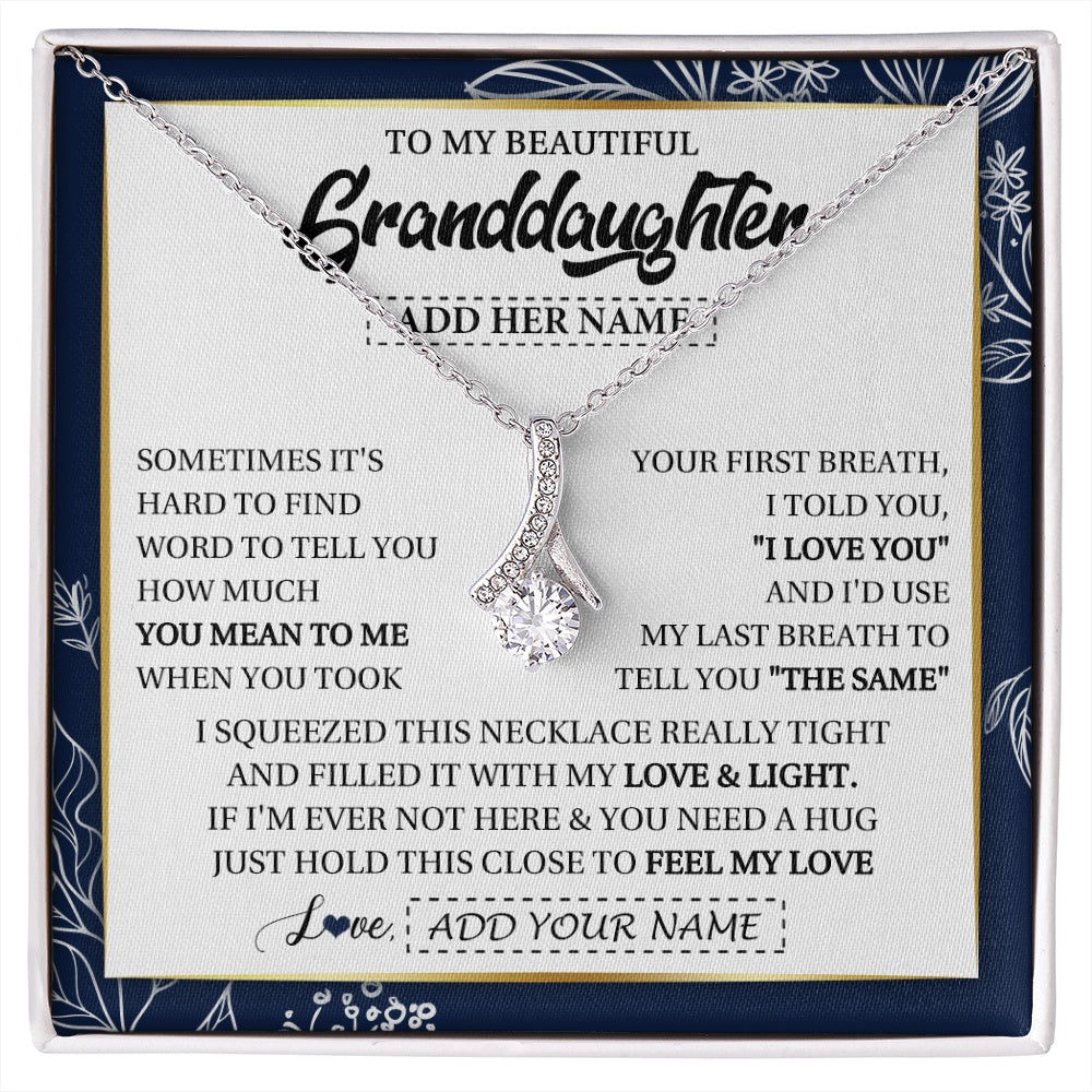 Alluring Beauty Necklace 14K White Gold Finish | 1 | Personalized To My Beautiful Granddaughter Necklace From Granparents Feel My Love Valentine Gifts For Granddaughter Birthday Christmas Gift Box Message Card | https://siriusteestore.