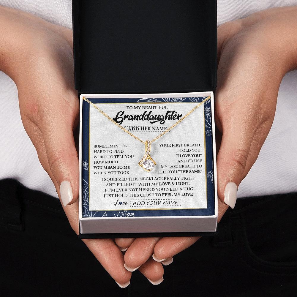 Alluring Beauty Necklace 18K Yellow Gold Finish | 2 | Personalized To My Beautiful Granddaughter Necklace From Granparents Feel My Love Valentine Gifts For Granddaughter Birthday Christmas Gift Box Message Card | https://siriusteestore.