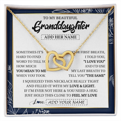 Interlocking Hearts Necklace 18K Yellow Gold Finish | 1 | Personalized To My Beautiful Granddaughter Necklace From Granparents Feel My Love Valentine Gifts For Granddaughter Birthday Christmas Gift Box Message Card | https://siriusteestore.