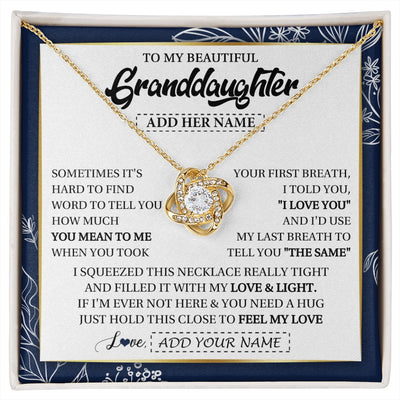Love Knot Necklace 18K Yellow Gold Finish | 1 | Personalized To My Beautiful Granddaughter Necklace From Granparents Feel My Love Valentine Gifts For Granddaughter Birthday Christmas Gift Box Message Card | https://siriusteestore.