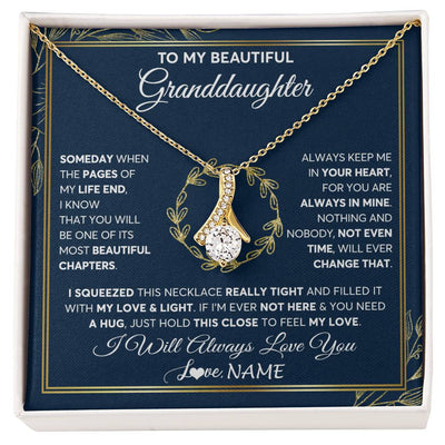 Alluring Beauty Necklace 18K Yellow Gold Finish | Personalized To My Beautiful Granddaughter Necklace From Nana Someday Granddaughter Birthday Christmas Jewelry Charm Present Customized Gift Box Message Card | siriusteestore