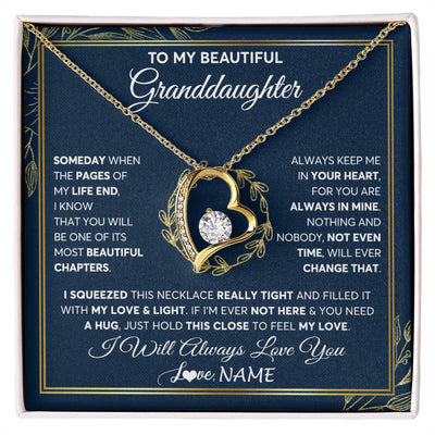 Forever Love Necklace 18K Yellow Gold Finish | Personalized To My Beautiful Granddaughter Necklace From Nana Someday Granddaughter Birthday Christmas Jewelry Charm Present Customized Gift Box Message Card | siriusteestore