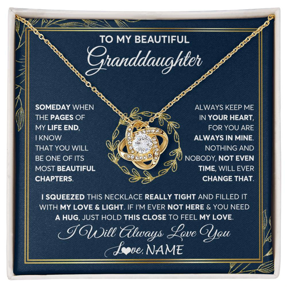 Love Knot Necklace 18K Yellow Gold Finish | Personalized To My Beautiful Granddaughter Necklace From Nana Someday Granddaughter Birthday Christmas Jewelry Charm Present Customized Gift Box Message Card | siriusteestore