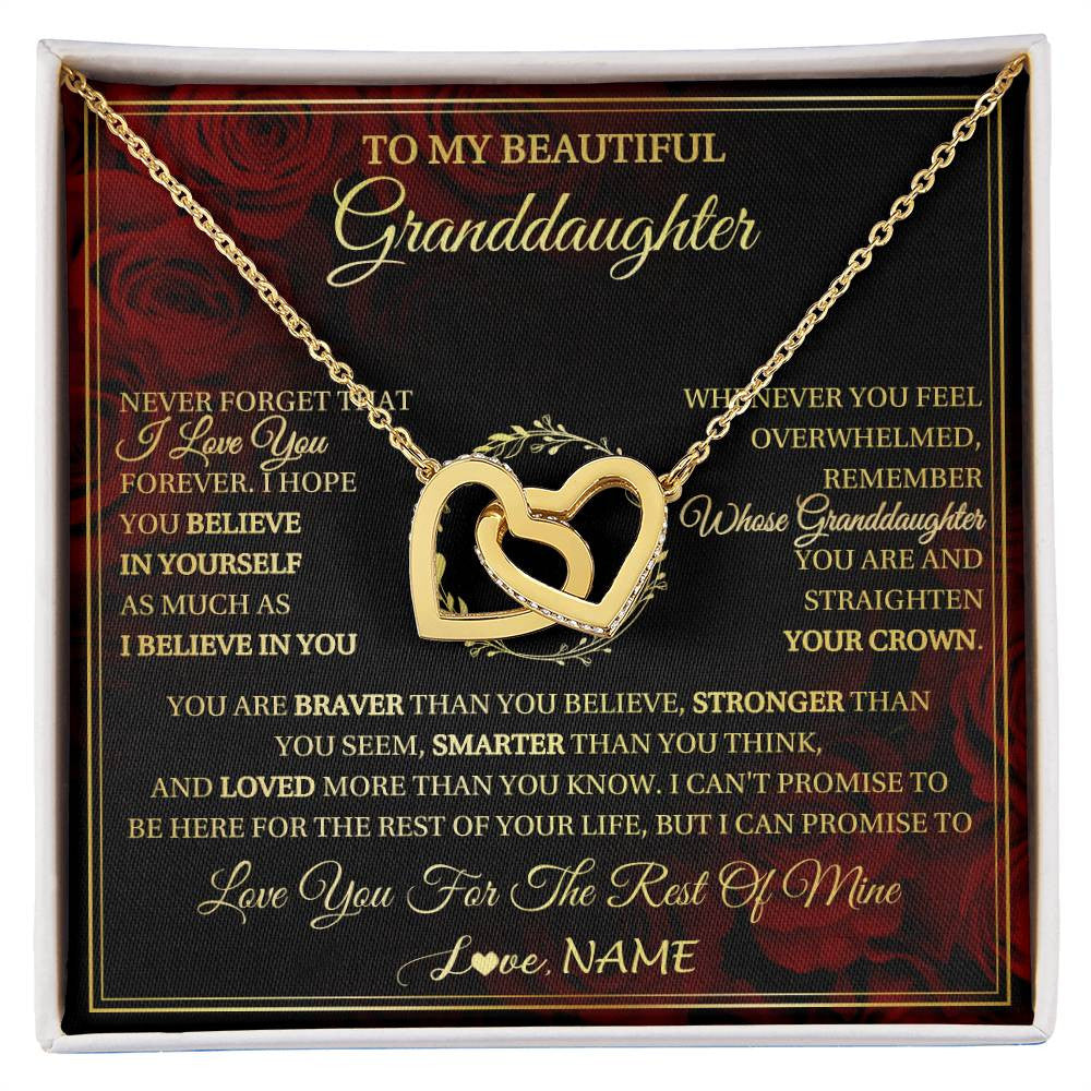 Interlocking Hearts Necklace 18K Yellow Gold Finish | 1 | Personalized To My Beautiful Granddaughter Necklace Gift From Grandma Gigi I Love You Granddaughter Birthday Gifts Christmas Customized Gift Box Message Card | siriusteestore