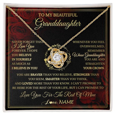 Love Knot Necklace 18K Yellow Gold Finish | 1 | Personalized To My Beautiful Granddaughter Necklace Gift From Grandma Gigi I Love You Granddaughter Birthday Gifts Christmas Customized Gift Box Message Card | siriusteestore