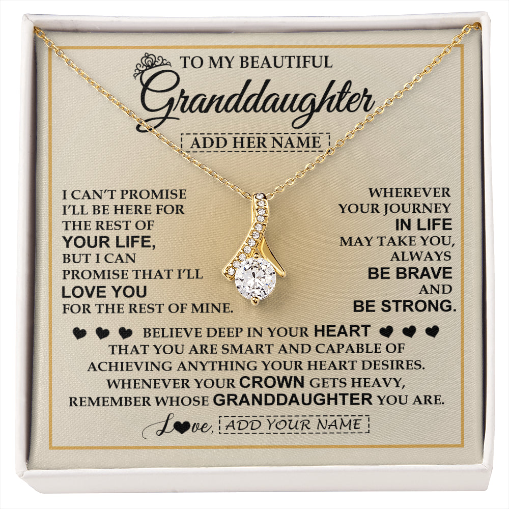 Alluring Beauty Necklace 18K Yellow Gold Finish | 1 | Personalized To My Beautiful Granddaughter Necklace Jewelry Present For Women Granddaughter Birthday Mother's Day Wedding Day Christmas Gift Box Message Card | siriusteestore