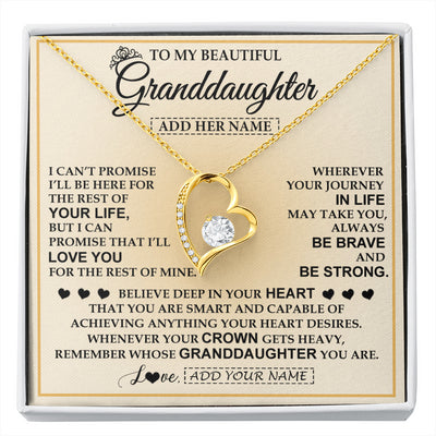 Forever Love Necklace 18K Yellow Gold Finish | 1 | Personalized To My Beautiful Granddaughter Necklace Jewelry Present For Women Granddaughter Birthday Mother's Day Wedding Day Christmas Gift Box Message Card | siriusteestore