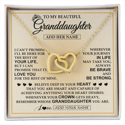 Interlocking Hearts Necklace 18K Yellow Gold Finish | 1 | Personalized To My Beautiful Granddaughter Necklace Jewelry Present For Women Granddaughter Birthday Mother's Day Wedding Day Christmas Gift Box Message Card | siriusteestore