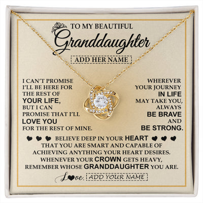 Love Knot Necklace 18K Yellow Gold Finish | 1 | Personalized To My Beautiful Granddaughter Necklace Jewelry Present For Women Granddaughter Birthday Mother's Day Wedding Day Christmas Gift Box Message Card | siriusteestore