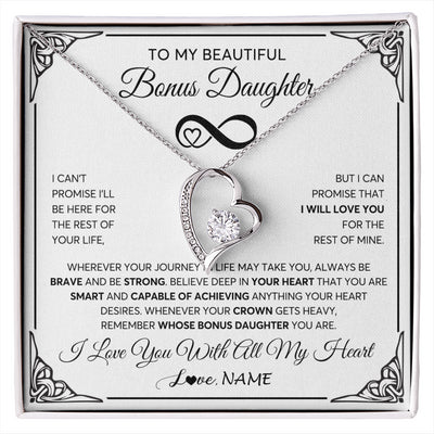 Forever Love Necklace 14K White Gold Finish | 1 | Personalized To My Beautiful Granddaughter Necklace Women Girls From Grandma Grandpa Love You Granddaughter Birthday Christmas Customized Gift Box Message Card | siriusteestore