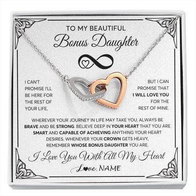 Interlocking Hearts Necklace Stainless Steel & Rose Gold Finish | 1 | Personalized To My Beautiful Granddaughter Necklace Women Girls From Grandma Grandpa Love You Granddaughter Birthday Christmas Customized Gift Box Message Card | siriusteestore