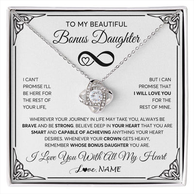 Love Knot Necklace 14K White Gold Finish | 1 | Personalized To My Beautiful Granddaughter Necklace Women Girls From Grandma Grandpa Love You Granddaughter Birthday Christmas Customized Gift Box Message Card | siriusteestore