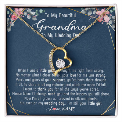 Forever Love Necklace 18K Yellow Gold Finish | 1 | Personalized To My Beautiful Grandma Necklace From Granddaughter On My Wedding Day Grandma Of The Bride From Granddaughter Customized Gift Box Message Card | siriusteestore