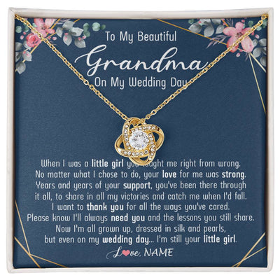 Love Knot Necklace 18K Yellow Gold Finish | 1 | Personalized To My Beautiful Grandma Necklace From Granddaughter On My Wedding Day Grandma Of The Bride From Granddaughter Customized Gift Box Message Card | siriusteestore