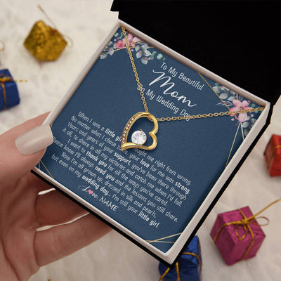 Forever Love Necklace 18K Yellow Gold Finish | 2 | Personalized To My Beautiful Mom Necklace From Daughter On My Wedding Day Mother Of The Bride From Daughter Mom Jewelry Customized Gift Box Message Card | siriusteestore