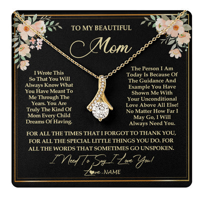 Alluring Beauty Necklace 18K Yellow Gold Finish | 1 | Personalized To My Beautiful Mom Necklace from Daughter Son I Need to Say I Love You Mom Birthday Mother's Day Pendant Jewelry Customized Gift Box Message Card | siriusteestore