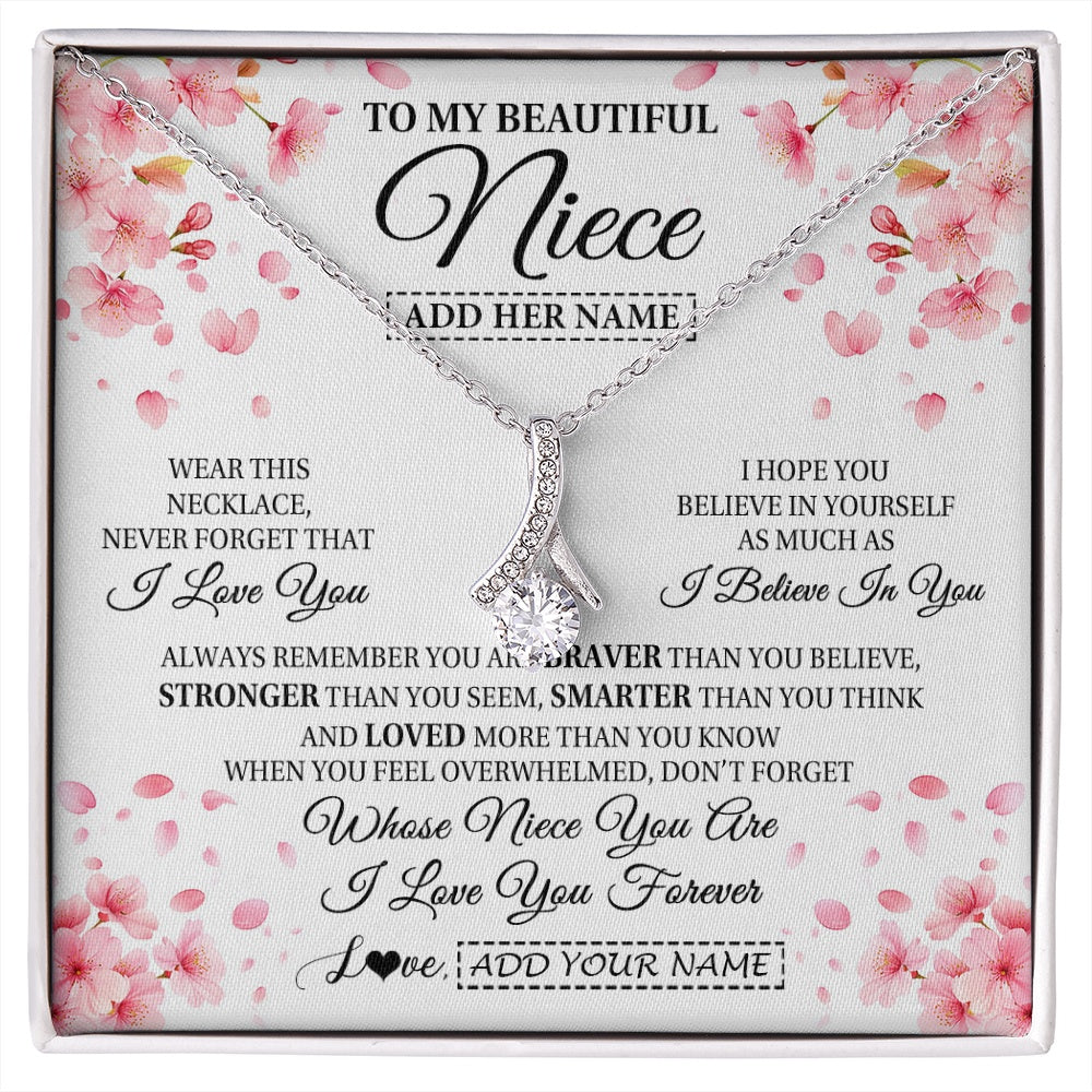 Alluring Beauty Necklace 14K White Gold Finish | 1 | Personalized To My Beautiful Niece From Aunt Uncle Necklace Never Forget Birthday Gifts For Niece Birthday Gift Graduation Christmas Gift Box Message Card | siriusteestore.myshopify