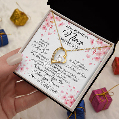 Forever Love Necklace 18K Yellow Gold Finish | 2 | Personalized To My Beautiful Niece From Aunt Uncle Necklace Never Forget Birthday Gifts For Niece Birthday Gift Graduation Christmas Gift Box Message Card | siriusteestore.myshopify