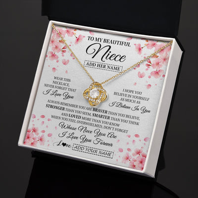 Love Knot Necklace 18K Yellow Gold Finish | 2 | Personalized To My Beautiful Niece From Aunt Uncle Necklace Never Forget Birthday Gifts For Niece Birthday Gift Graduation Christmas Gift Box Message Card | siriusteestore.myshopify