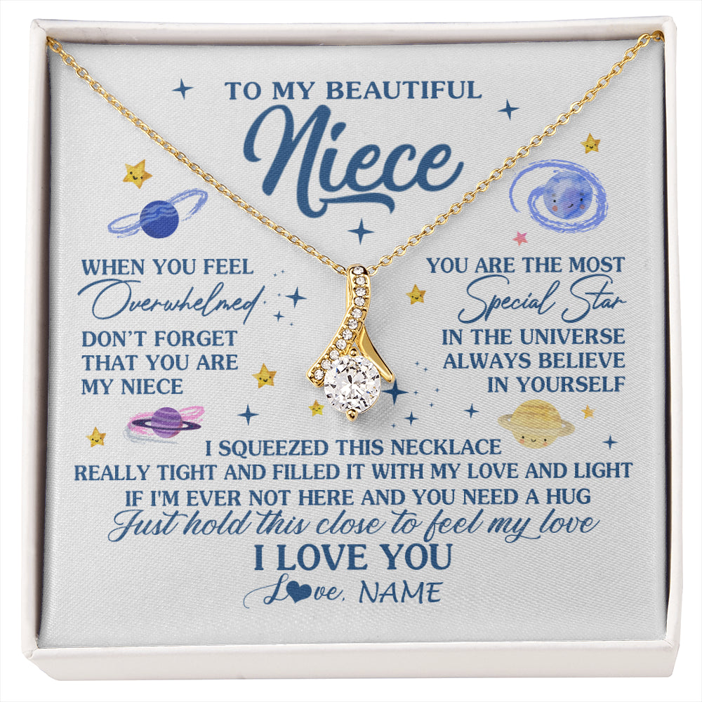 Alluring Beauty Necklace 18K Yellow Gold Finish | 1 | Personalized To My Beautiful Niece Gifs From Aunt Necklace Inspirational Niece Birthday Gifts Jewelry Graduation Christmas Customized Gift Box Message Card | siriusteestore