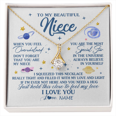 Alluring Beauty Necklace 18K Yellow Gold Finish | 1 | Personalized To My Beautiful Niece Gifs From Aunt Necklace Inspirational Niece Birthday Gifts Jewelry Graduation Christmas Customized Gift Box Message Card | siriusteestore