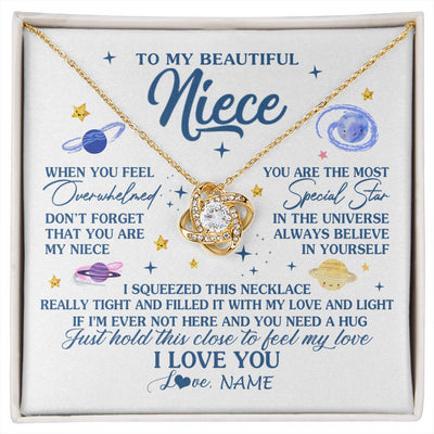 Love Knot Necklace 18K Yellow Gold Finish | 1 | Personalized To My Beautiful Niece Gifs From Aunt Necklace Inspirational Niece Birthday Gifts Jewelry Graduation Christmas Customized Gift Box Message Card | siriusteestore