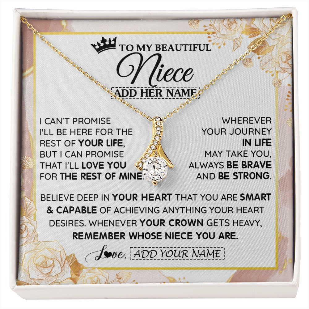 Alluring Beauty Necklace 18K Yellow Gold Finish | 1 | Personalized To My Beautiful Niece Gifts Necklace From Aunt Uncle Crown Jewelry Present On Birthday Niece Christmas Graduation Custom Gift Box Message Card | https://siriusteestore.