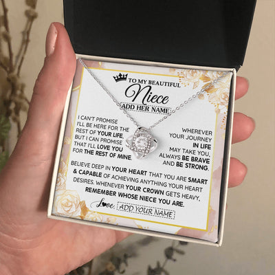 Love Knot Necklace 14K White Gold Finish | 2 | Personalized To My Beautiful Niece Gifts Necklace From Aunt Uncle Crown Jewelry Present On Birthday Niece Christmas Graduation Custom Gift Box Message Card | https://siriusteestore.