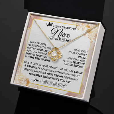 Love Knot Necklace 18K Yellow Gold Finish | 2 | Personalized To My Beautiful Niece Gifts Necklace From Aunt Uncle Crown Jewelry Present On Birthday Niece Christmas Graduation Custom Gift Box Message Card | https://siriusteestore.