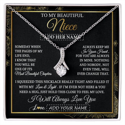 Alluring Beauty Necklace 14K White Gold Finish | 1 | Personalized To My Beautiful Niece Gifts Necklace From Aunt Uncle Feel My Love For Adult Niece Graduation Christmas Customized Gift Box Message Card | https://siriusteestore.