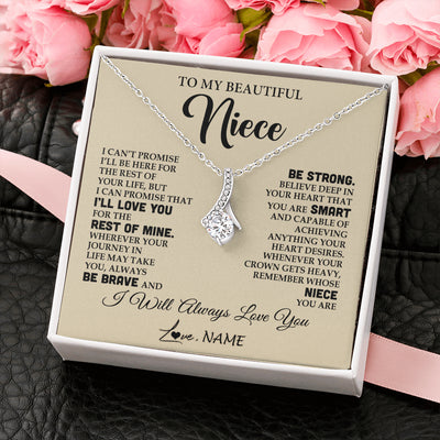 Alluring Beauty Necklace 14K White Gold Finish | 2 | Personalized To My Beautiful Niece Gifts Necklace From Aunt Uncle Inspirational Birthday Gift For Niece Graduation Christmas Customized Gift Box Message Card | siriusteestore