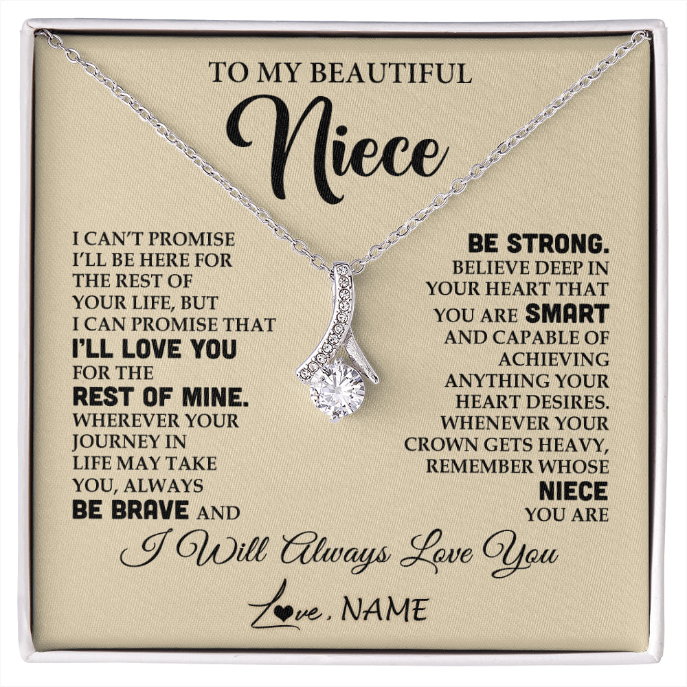 Alluring Beauty Necklace 14K White Gold Finish | 1 | Personalized To My Beautiful Niece Gifts Necklace From Aunt Uncle Inspirational Birthday Gift For Niece Graduation Christmas Customized Gift Box Message Card | siriusteestore