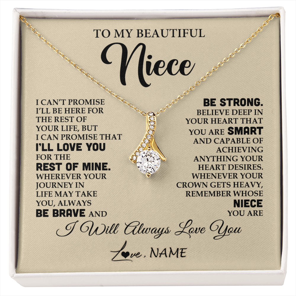 Alluring Beauty Necklace 18K Yellow Gold Finish | 1 | Personalized To My Beautiful Niece Gifts Necklace From Aunt Uncle Inspirational Birthday Gift For Niece Graduation Christmas Customized Gift Box Message Card | siriusteestore