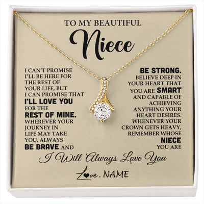 Alluring Beauty Necklace 18K Yellow Gold Finish | 1 | Personalized To My Beautiful Niece Gifts Necklace From Aunt Uncle Inspirational Birthday Gift For Niece Graduation Christmas Customized Gift Box Message Card | siriusteestore