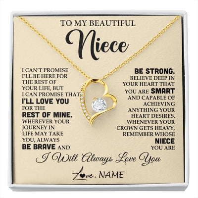 Forever Love Necklace 18K Yellow Gold Finish | 1 | Personalized To My Beautiful Niece Gifts Necklace From Aunt Uncle Inspirational Birthday Gift For Niece Graduation Christmas Customized Gift Box Message Card | siriusteestore