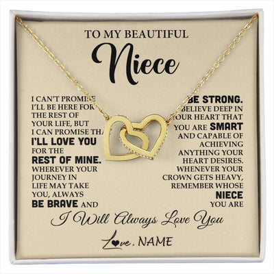 Interlocking Hearts Necklace 18K Yellow Gold Finish | 1 | Personalized To My Beautiful Niece Gifts Necklace From Aunt Uncle Inspirational Birthday Gift For Niece Graduation Christmas Customized Gift Box Message Card | siriusteestore