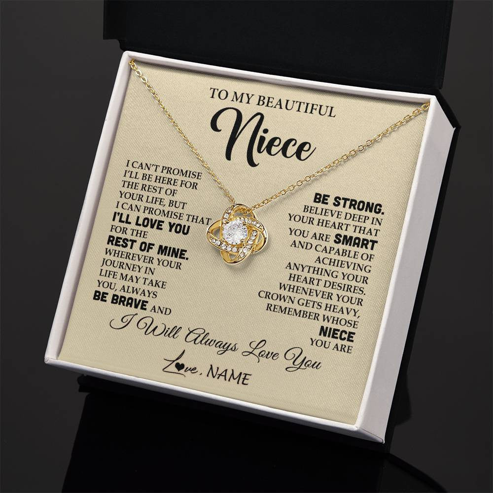Love Knot Necklace 18K Yellow Gold Finish | 2 | Personalized To My Beautiful Niece Gifts Necklace From Aunt Uncle Inspirational Birthday Gift For Niece Graduation Christmas Customized Gift Box Message Card | siriusteestore