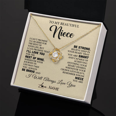 Love Knot Necklace 18K Yellow Gold Finish | 2 | Personalized To My Beautiful Niece Gifts Necklace From Aunt Uncle Inspirational Birthday Gift For Niece Graduation Christmas Customized Gift Box Message Card | siriusteestore