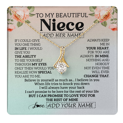 Alluring Beauty Necklace 18K Yellow Gold Finish | 1 | Personalized To My Beautiful Niece Gifts Necklace From Aunt Uncle Love Jewelry For Niece Birthday Gifts Wedding Christmas Customized Gift Box Message Card | siriusteestore