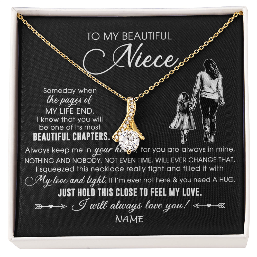 Alluring Beauty Necklace 18K Yellow Gold Finish | 1 | Personalized To My Beautiful Niece Necklace From Aunt Auntie Always Love You Niece Birthday Graduation Christmas Customized Gift Box Message Card | siriusteestore